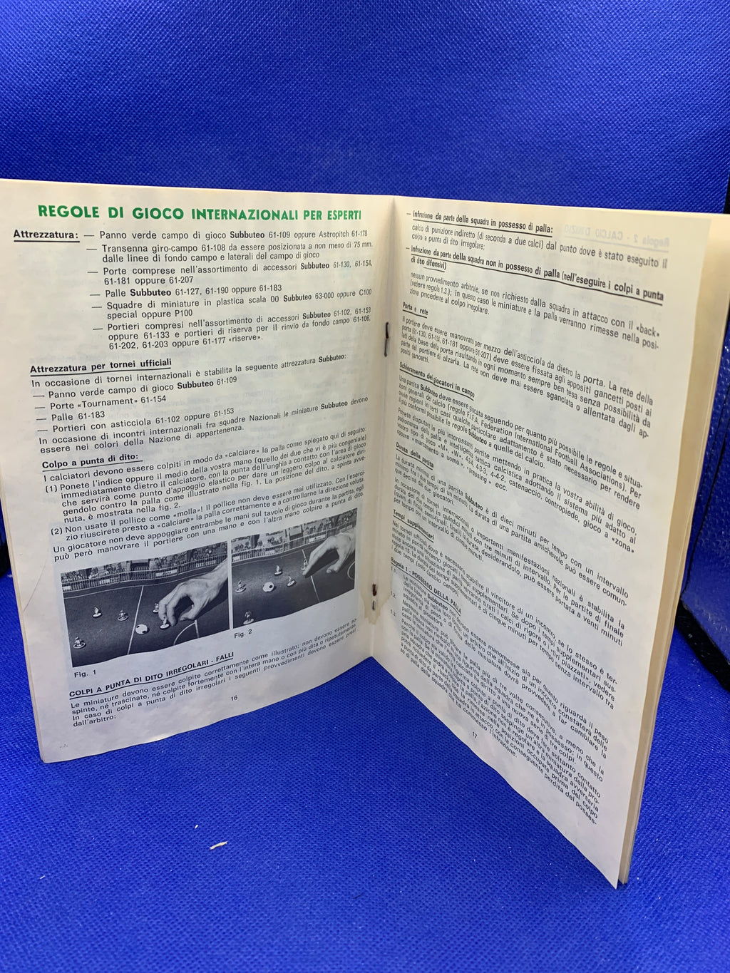 Subbuteo regolamento di gioco Italia 90