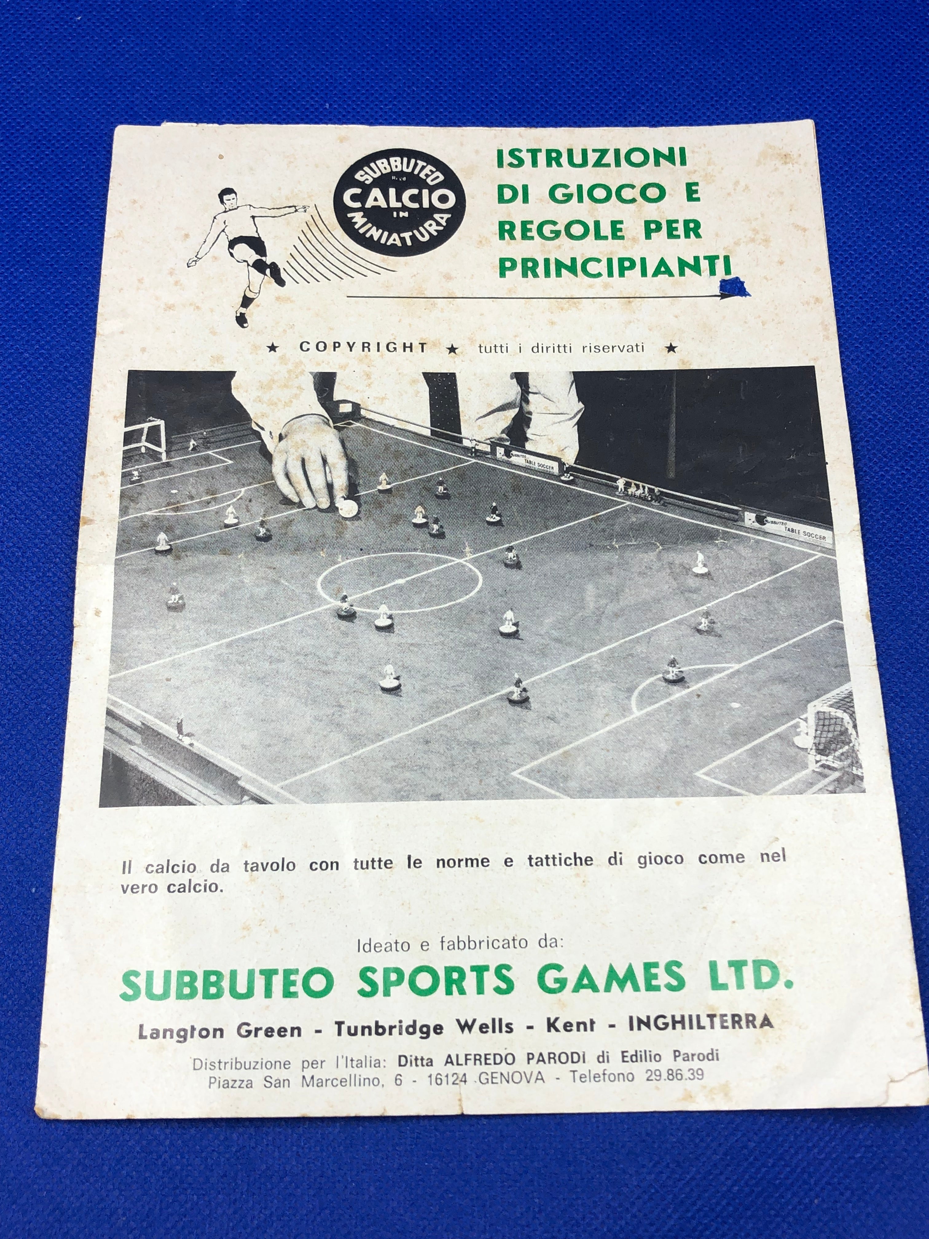 Subbuteo istruzioni di gioco e regole per principianti - In Italiano