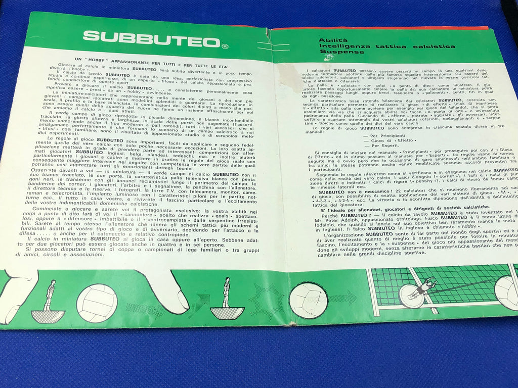 Subbuteo catalogo anni'70 con suggerimenti di gioco - In Italiano