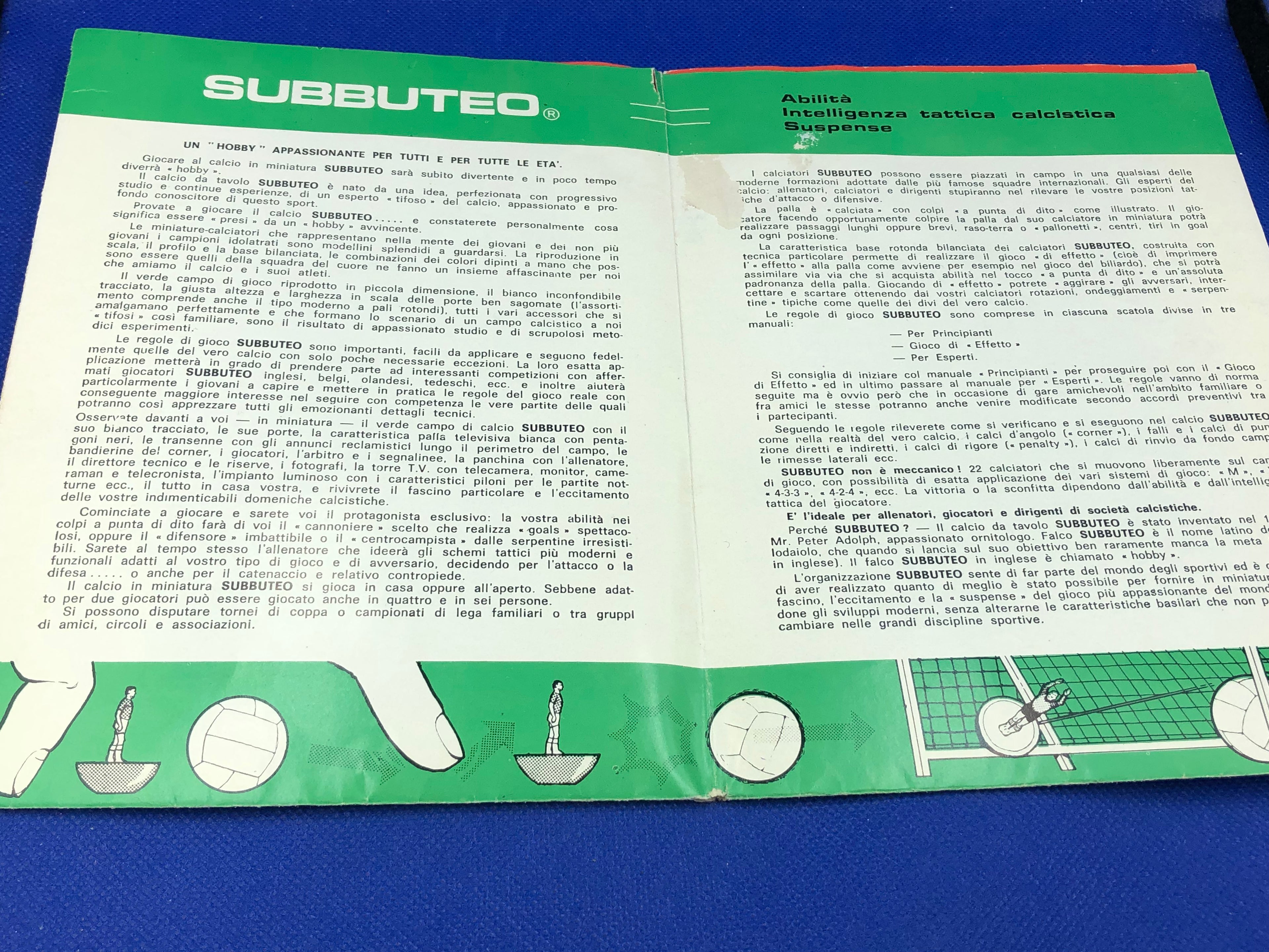 Subbuteo catalogo anni'70 con suggerimenti di gioco - In Italiano