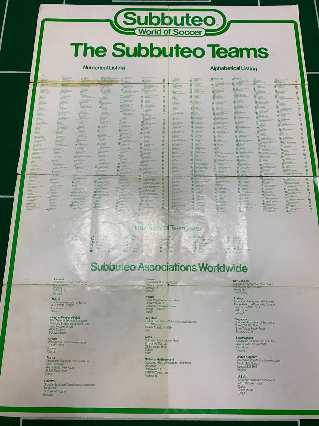Subbuteo poster 1985