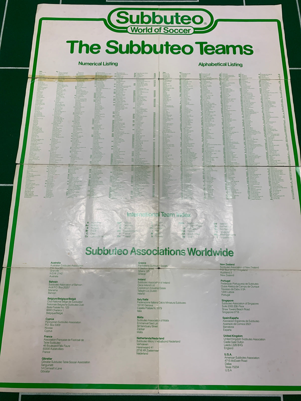 Subbuteo poster 1985