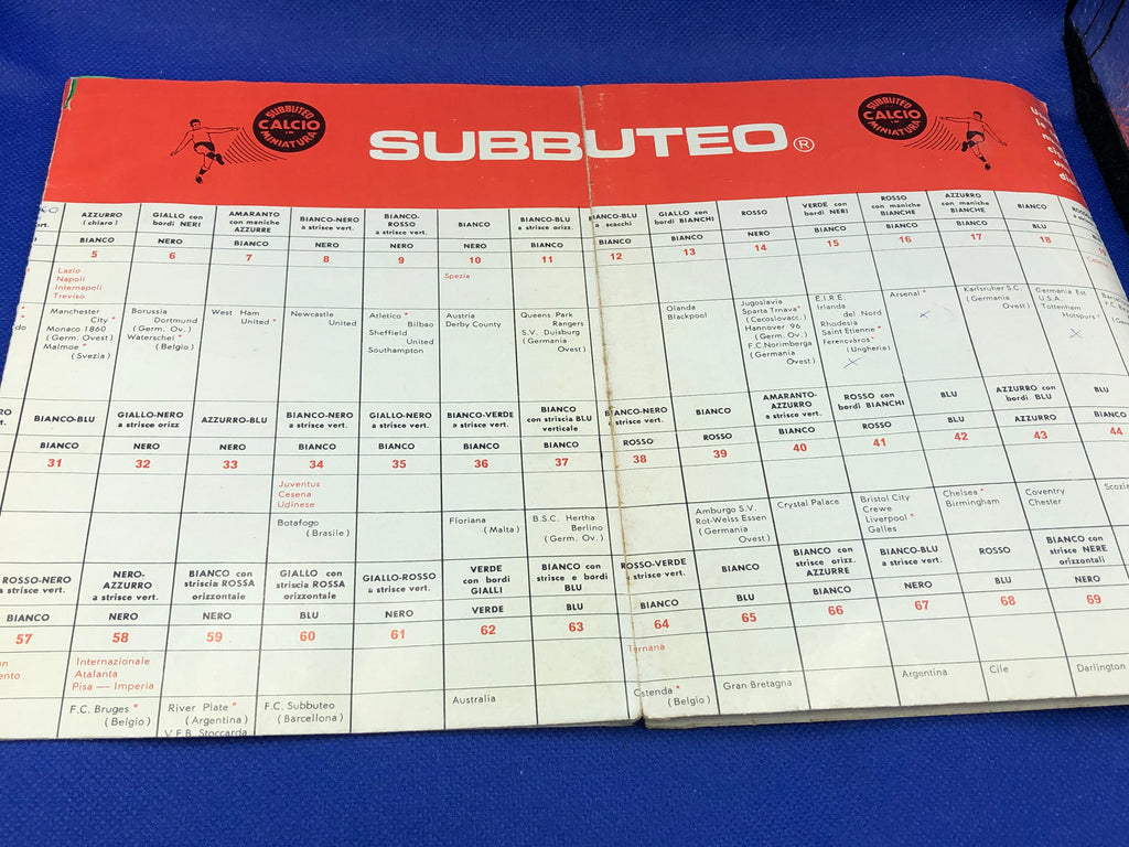 Subbuteo catalogo anni'70 con suggerimenti di gioco - In Italiano