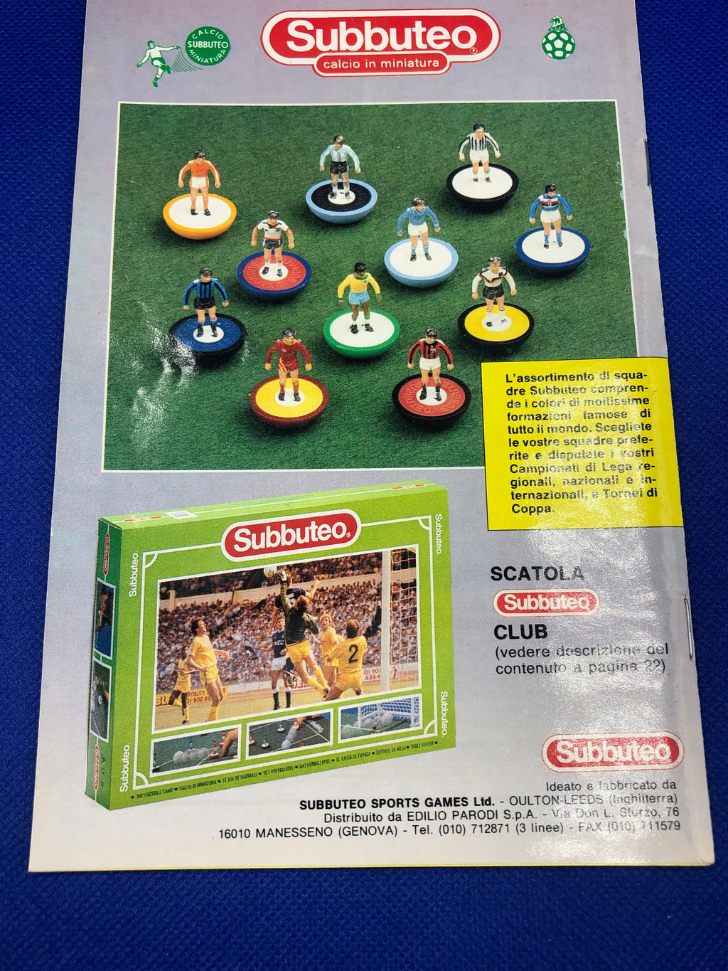 Subbuteo catalogo anni'80
