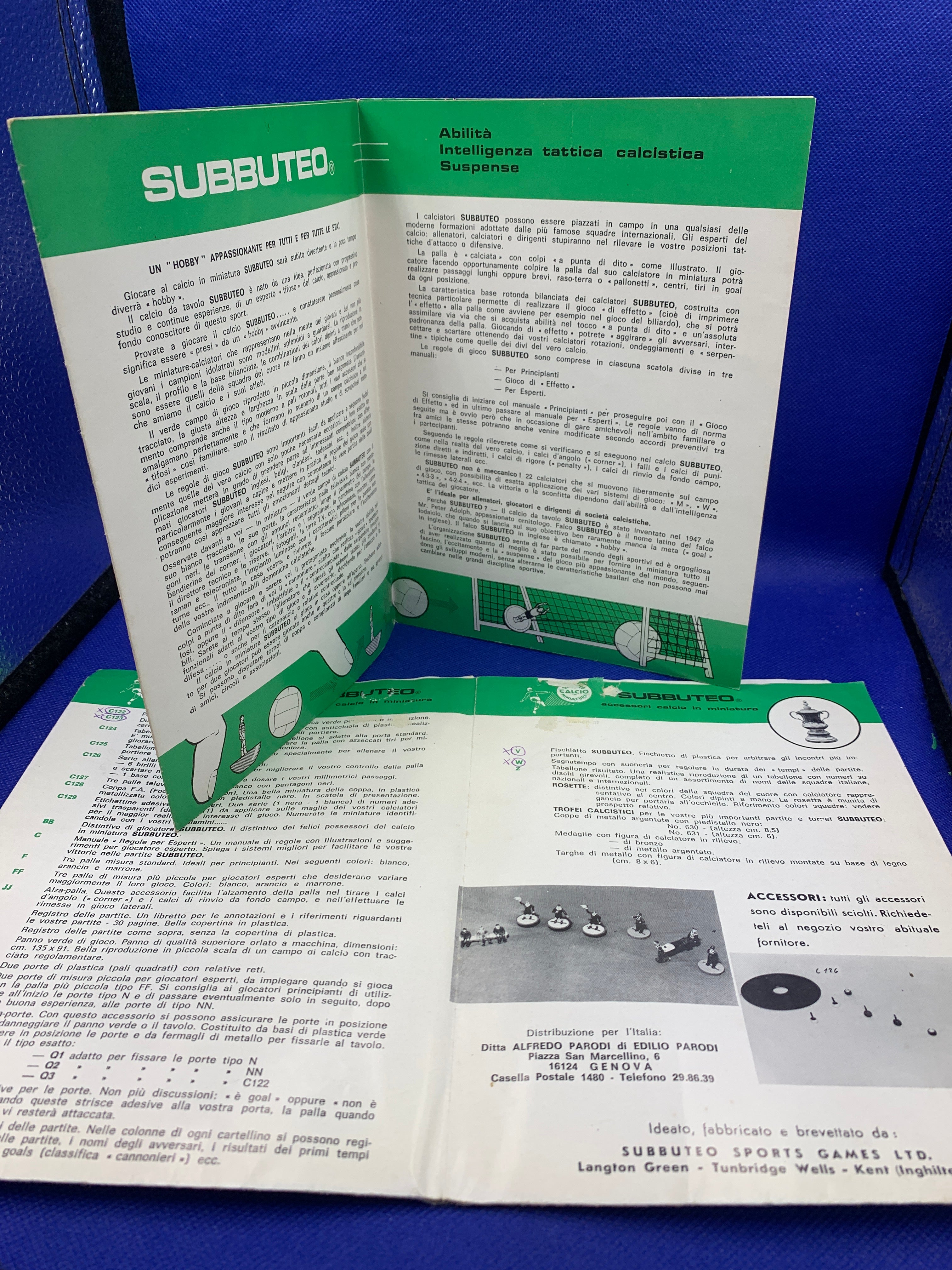 Subbuteo catalogo italiano fine anni 70